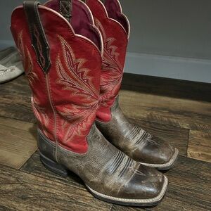 Ariat Brown and Red Cowboy Boots